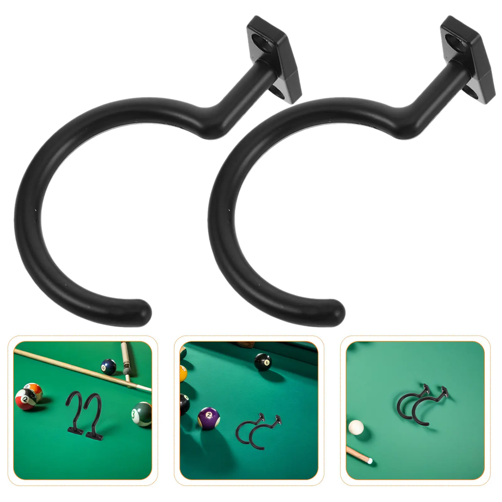 

4Pcs Metal Pool Table Hooks Billiard Cue Holder Rack Black Space-Saving Cue Storage Snooker Hanger for Room