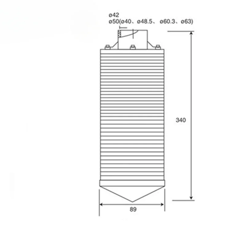 Filter type hamburger head water distributor, gap 0.8mm center tube φ 40 42 50 Suitable for 600-1000mm