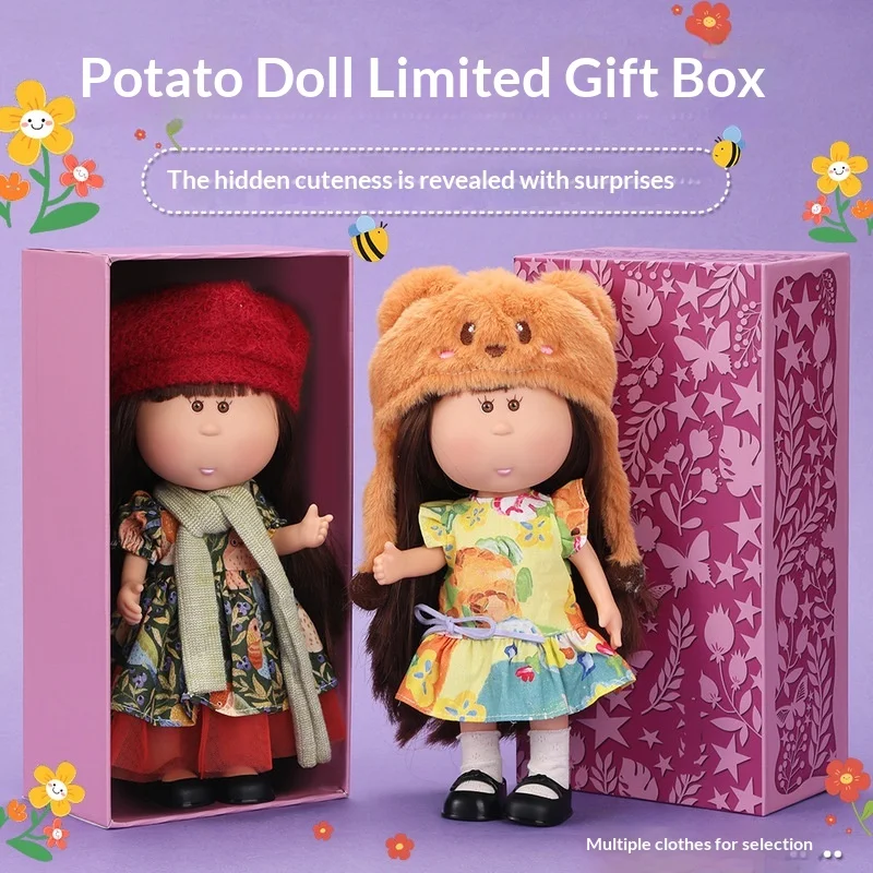 

24Cm Potato Bjd Doll Changeable Dress Up Outfit Premium New Year Gift Box For Girls Desktop Decor Ready Stock Collectible Toy