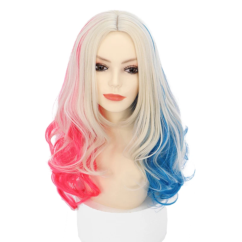 Заряд самоубийц 24-дюймовый синтетический парик с градиентом подходит для женской повседневной вечеринки, Хэллоуина, ролевых игр, длинных вьющихся хай