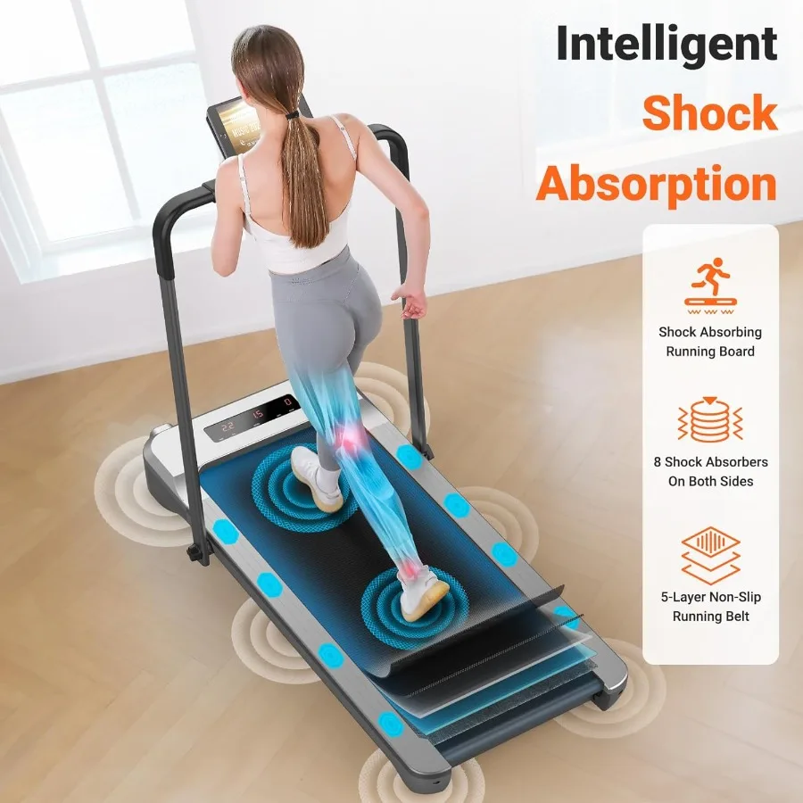 Cinta de correr con almohadilla para caminar, cintas de correr debajo del escritorio de 3,0 HP, cinta de correr portátil 2 en 1 para el hogar, almohadilla para caminar con barra de mango, 18" de ancho