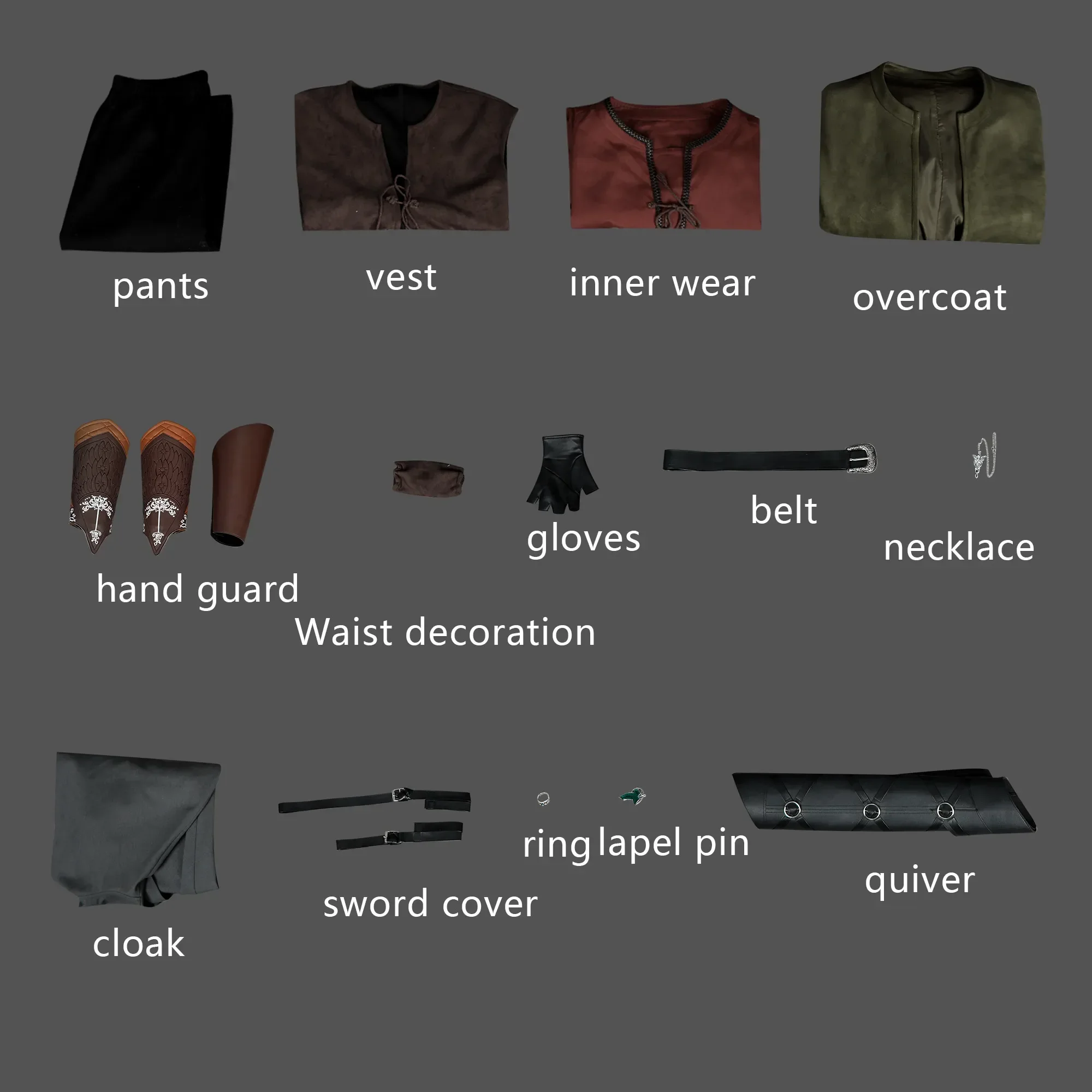 Disguise Aragorn Cosplay Costume Man Halloween Comic Con Costumes Ring Towers Full Set and Individual Items Are Sold Custom Size