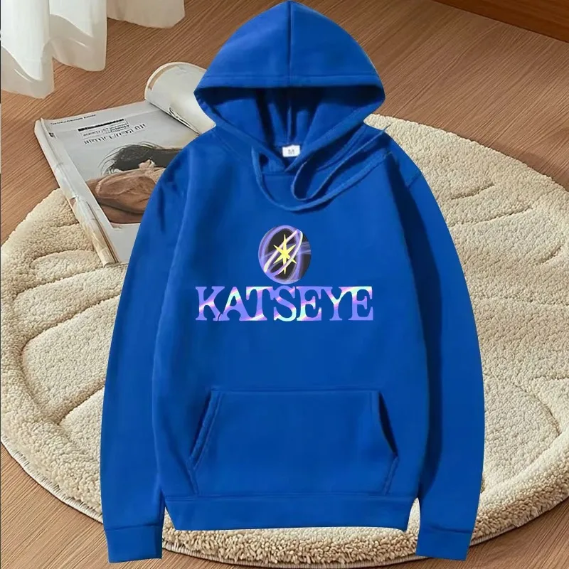 KATSEYE عين الموضة الكلاسيكية هوديي الرجال النساء خمر جودة عالية طويلة الأكمام الشارع الشهير الرجال النساء الصوف الدافئة هوديس الكلاسيكية