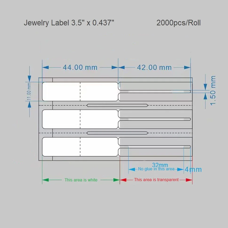 Imagem -03 - Papel de Impressão de Etiqueta de Joias em Branco Oem 35 x 0437 Branco Mais Rabo de Rato Transparente Etiqueta de Preço de Joias Pet Fábrica de Transferência Térmica