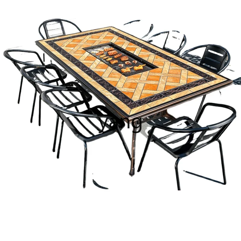 CX Outdoor Garden Table Terrace Home Barbecue Oven Cast Aluminum Courtyard Outdoor Villa Leisure Chair