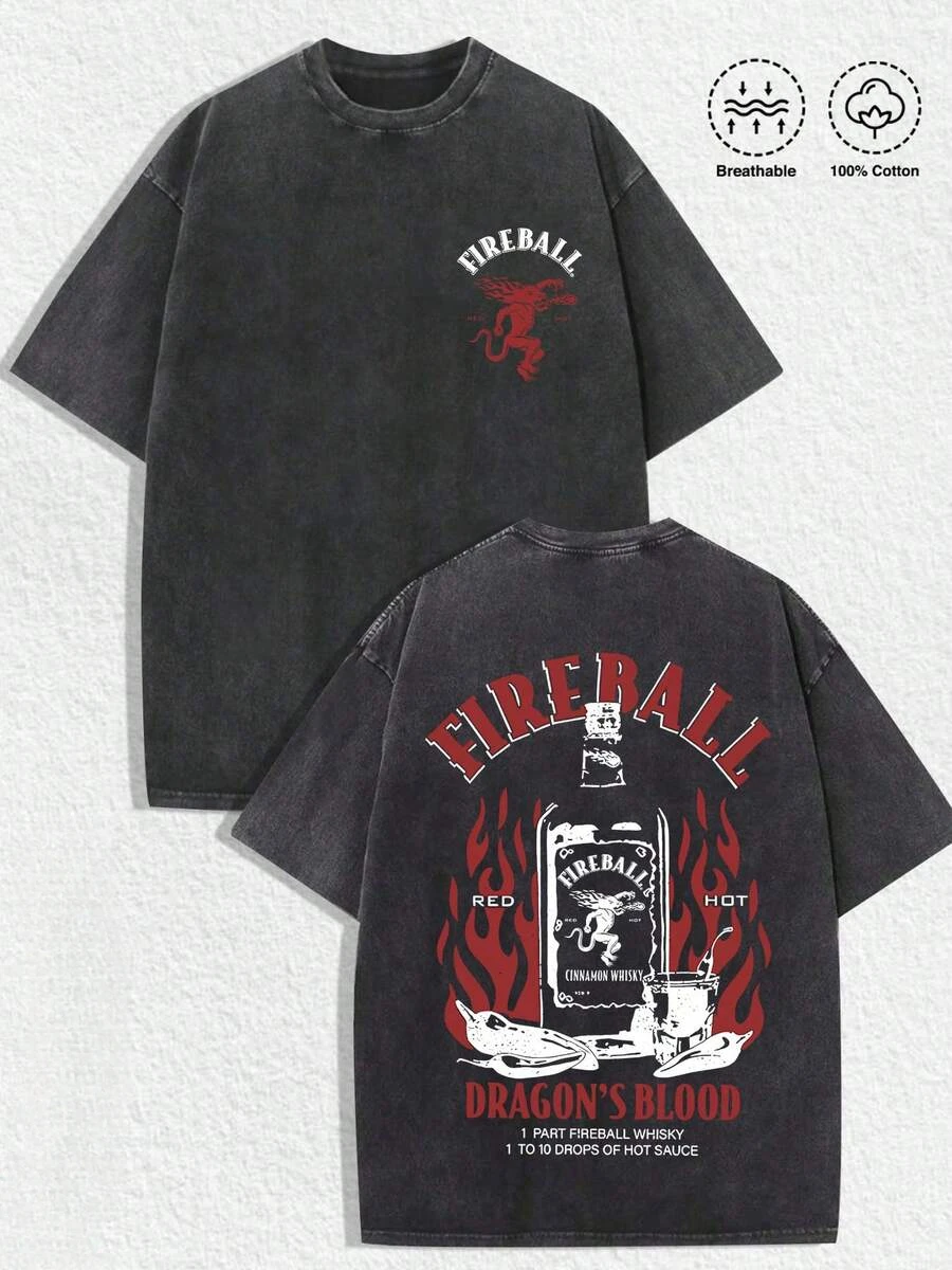 Men's Vintage Whiskey Inspired T-Shirt - Black Wash Tee Featuring 