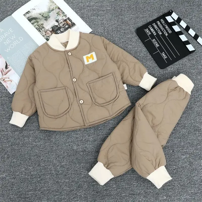 

Children's Lightweight Down Autumn and Winter Cotton Suit Men's and Women's Cotton Pants Casual Set Two-piece Set