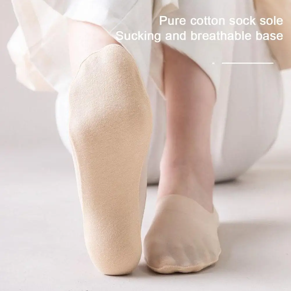 Invisible Silicone Anti-slip No Show Socks Spring Summer Ultra-thin Japanese Style Shallow Mouth Non-falling Ice Silk Cotton Bot