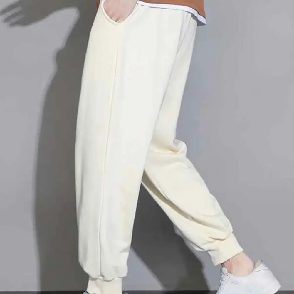 Men Reinforced Pocket Trousers Men's Drawstring Elastic Waist Sweatpants with Pockets Loose Straight Leg Sport for Daily