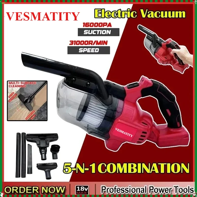 Cordless Handheld Vacuum Cleaner Portable Vehicle Mounted Floor Cleaner Household Power Tools Fit Milwaukee  Battery