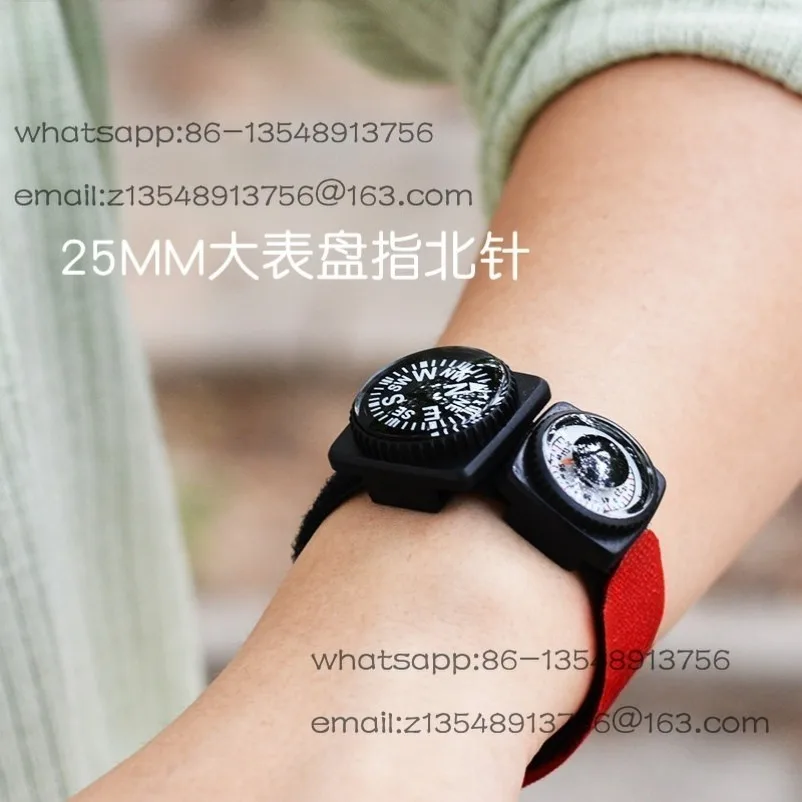 Outdoor Strap Compass + Thermometer 25MM Large Dial High Precision Watch Compass Waterproof Mountaineering