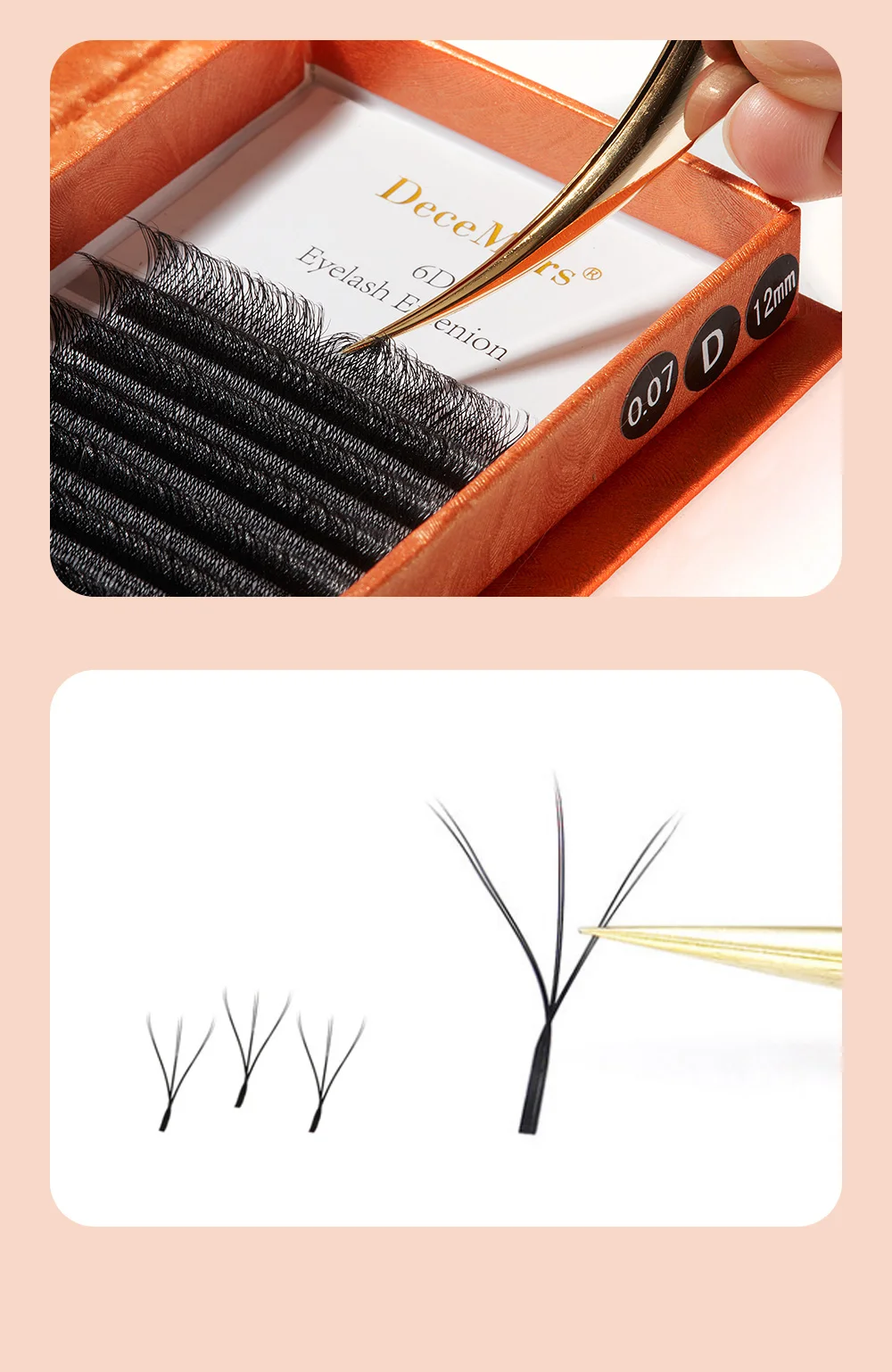 DeceMars 6D-W Shaped Eyelash Extension (12line/Tray)