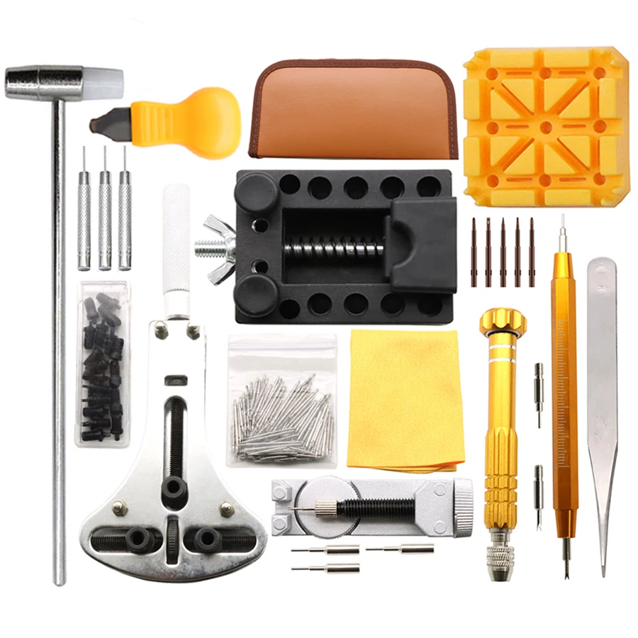 Reparatur-Uhrensatz, offene Uhrenrückseite, Uhrenarmband entfernen, austauschbarer Schraubendreher mit 108 Ohrpolstern