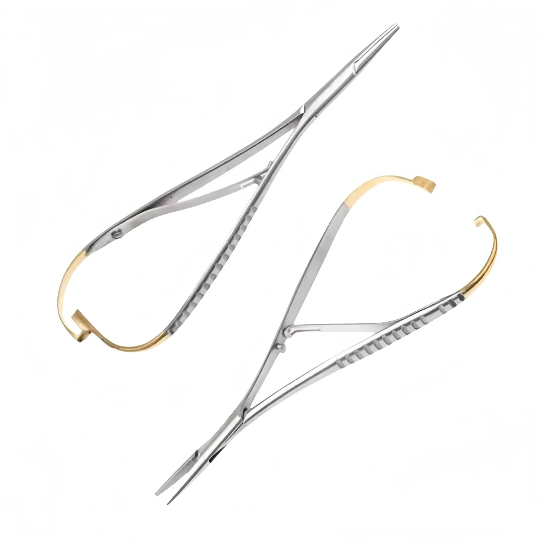 Suporte de agulha tipo extremidade dentária, fórceps tipo anel, suporte de agulha, cabeça reta, portátil, instrumento de odontologia