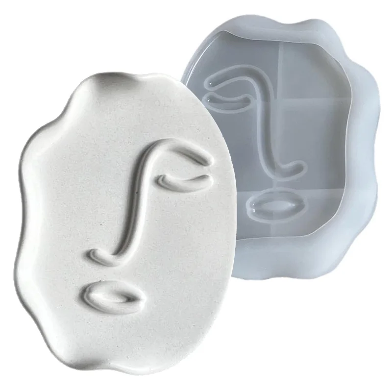 Moldes de resina para bandeja de servicio facial, moldes de silicona abstractos para manualidades de resina, baratija decorativa, plato y llave