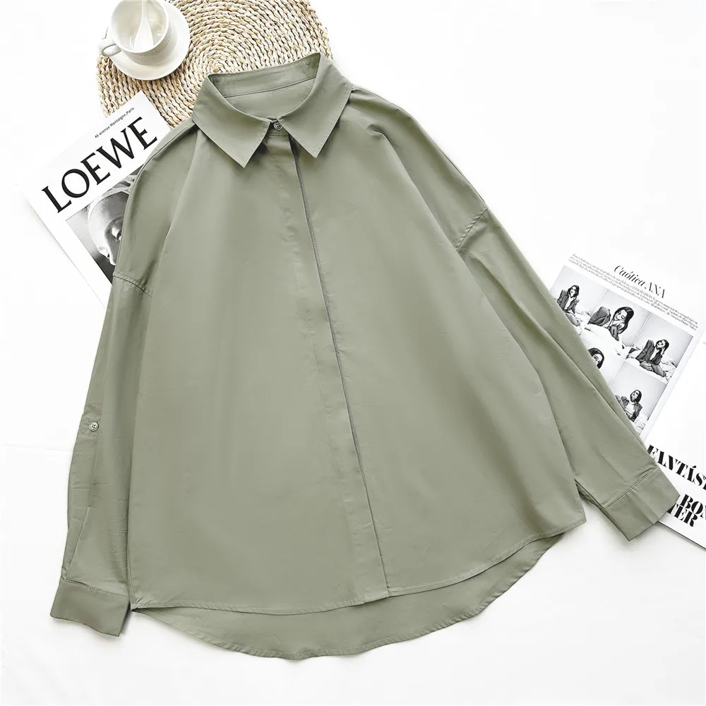 

2025 Summer New Fashionable And Simple Casual Collar Bead Chain placket Women's Shirt