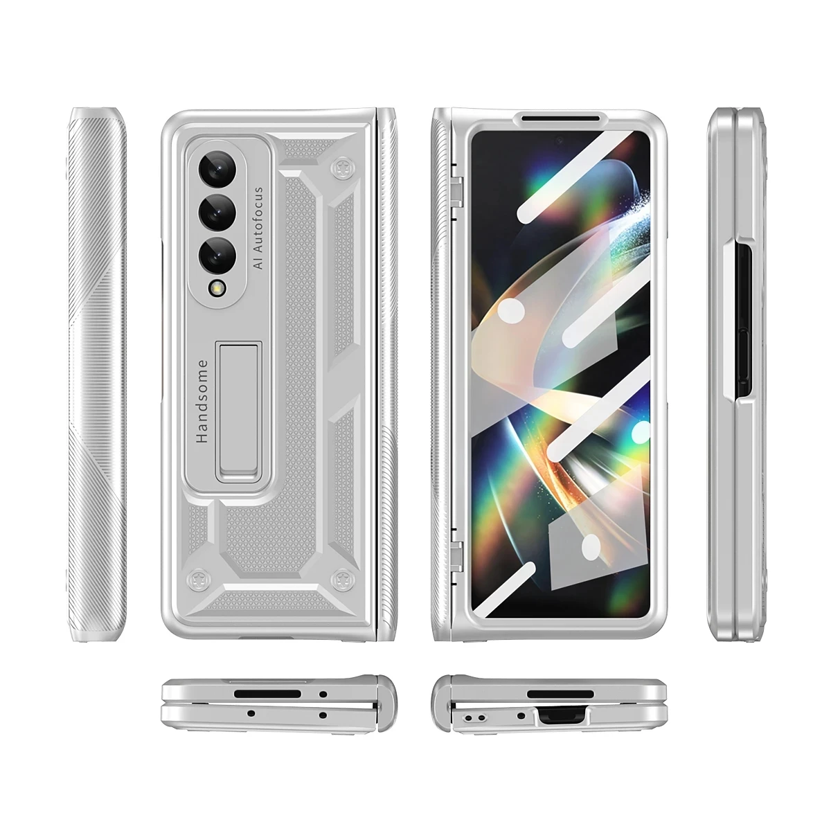 Solid color hinged folding case for Samsung fold5 4 phone case Samsung W21 fold3 2 Iron Armor all-inclusive shell