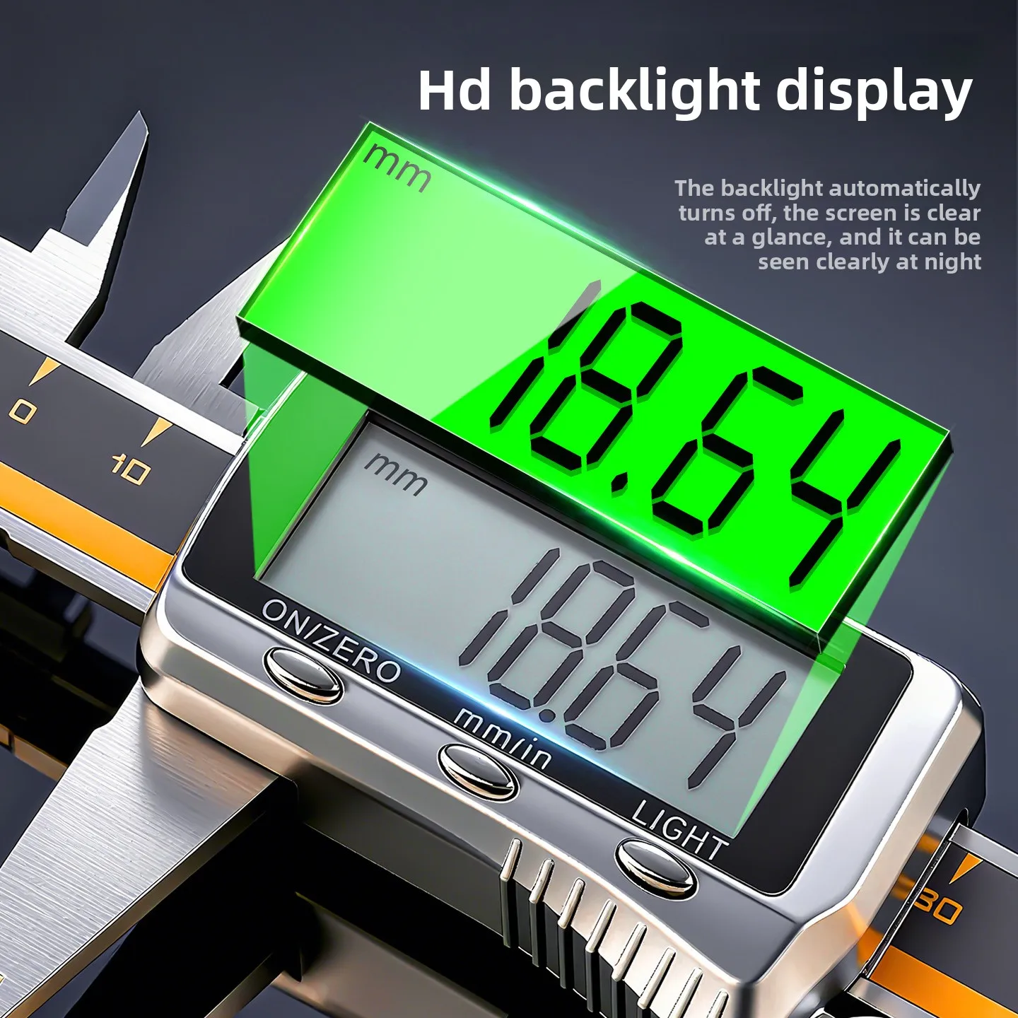 

High-Precision Digital Vernier Caliper - Stainless Steel Large Screen Backlit Electronic Measuring Tool for Industrial & DIY Use