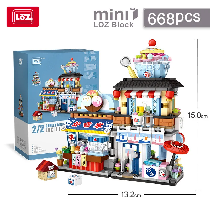 LOZ-1219 Snack Street Building Blocks DIY Model Milk Tea Shop Takoyaki Desktop Decor Adult Collectible Gift Birthday Holiday
