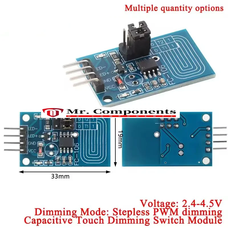 1PC Smart Electronics Capacitive touch dimmer Constant pressure stepless dimming PWM control panel type LED dimmer switch module