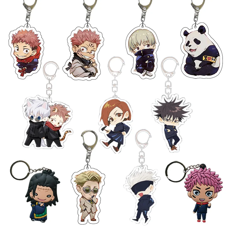 Anime Jujutsu Yuji Itadori Sukuna Keychain Toge Inumaki Kawaii Accessories Cute Kento Nanami Bag Pendant Key Ring Cartoon Gift