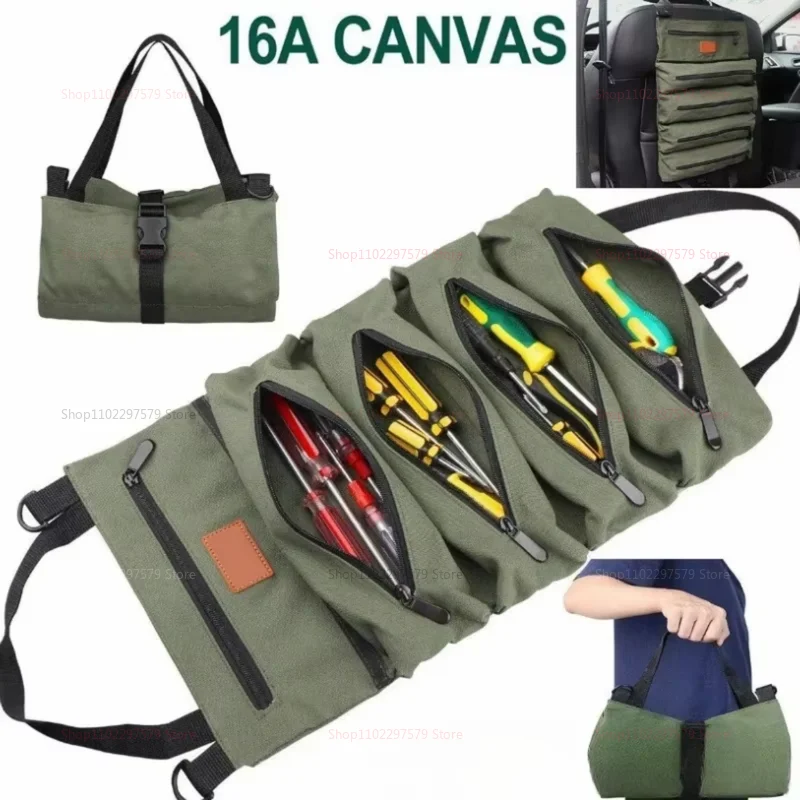 Multipurpose Tool Bag Scroll Storage Bag for Workers Engineers Maintenance Camping Durable Detachable Work Organizer