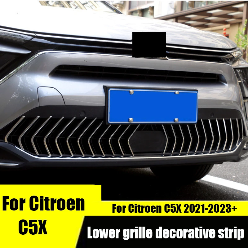 

For Citroen C5X 2021 2022 2023 Lower grille trim refit special stainless steel grille decoration bright strip accessories