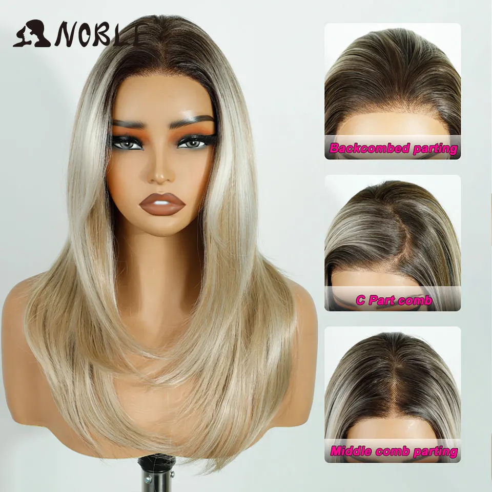 شعر مستعار نوبل الاصطناعية الدانتيل الباروكات الأمامية للنساء 20 "قبل قطعها الدانتيل شعر مستعار أمامي ارتداء والذهاب أومبير براون 13x6 قبل قطع الدانتيل الباروكات #1