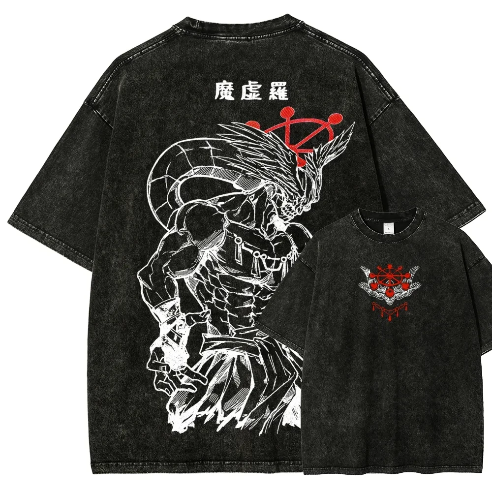 

Футболка Jujutsu Kaisen Mahoraga в винтажном стиле с эффектом потертости, мужская, с аниме-принтом, оверсайз, графическая футболка, уличная одежда, топ в стиле Y2K