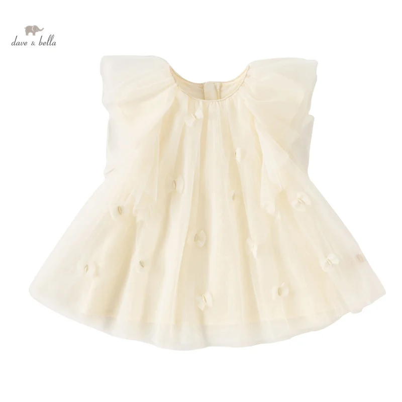 Dave Bella Girl's Princess Dress 2024 New Summer Children's Baby Mesh Noble Cute Sweet Charm Gentle Party DB2240172