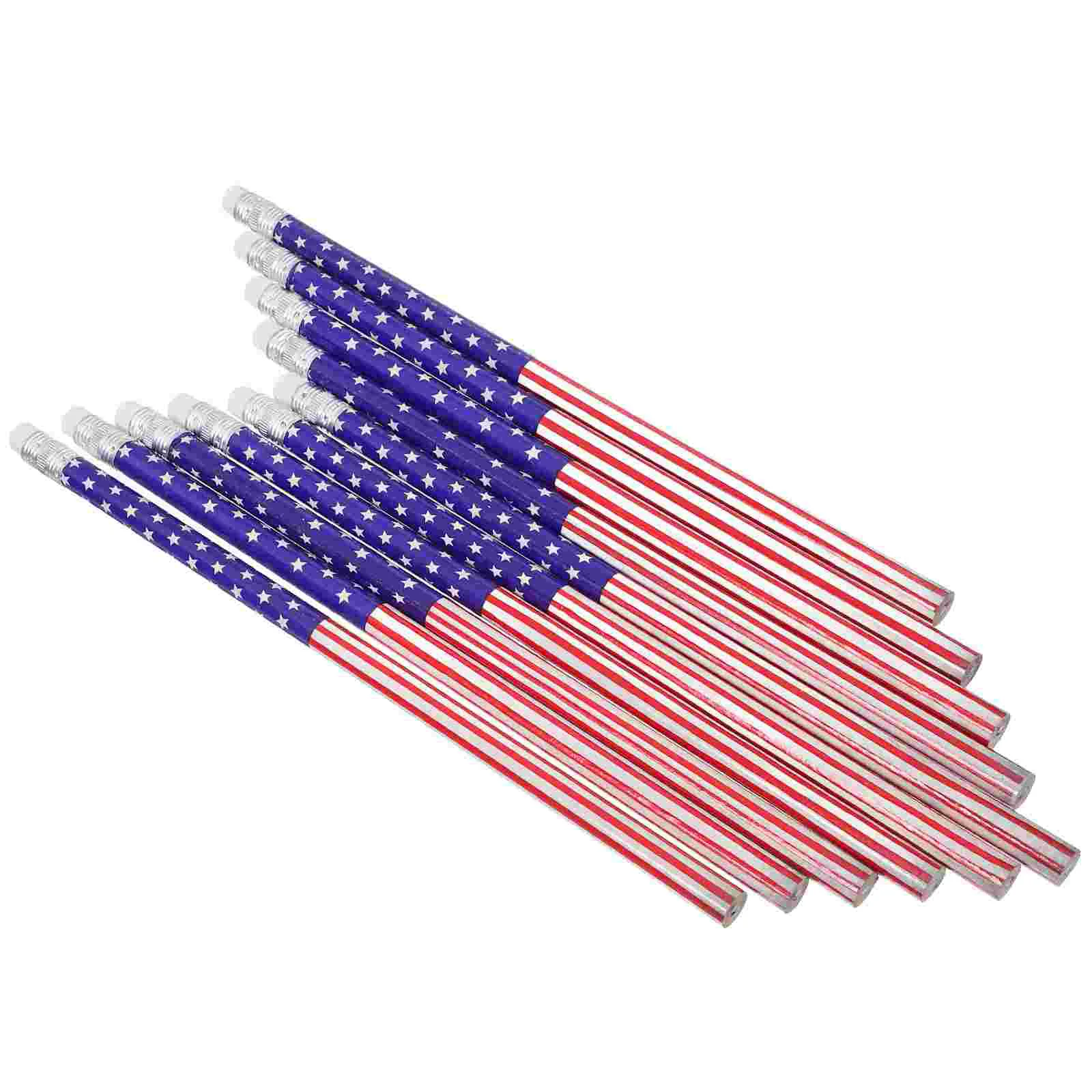 

School Writing Pencil Colored Pencils Bulk American Flag with Eraser Aluminum Office