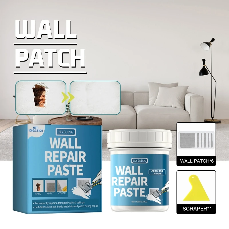 

Effective Wall Repair set Convenient Wall Repair Solution Quick drying Cream 100g Pastes for Nail Holes Crack Scratches M4YD