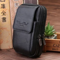 Bolsa de cintura de couro para homens, Caixa para celular, Cinto de pele masculino Loop Hip Bum, Fanny Pack, Carteira