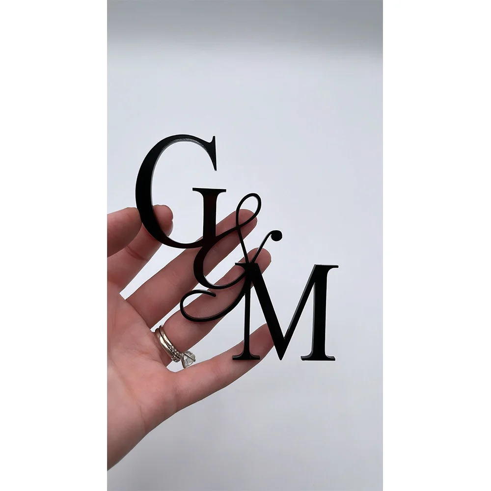 Custom Cake Decoration - 1PC Personalized PMMA Metallic Shine Textured Letter Laser Engraved DIY Accessory for Birthdays, Partie image 2