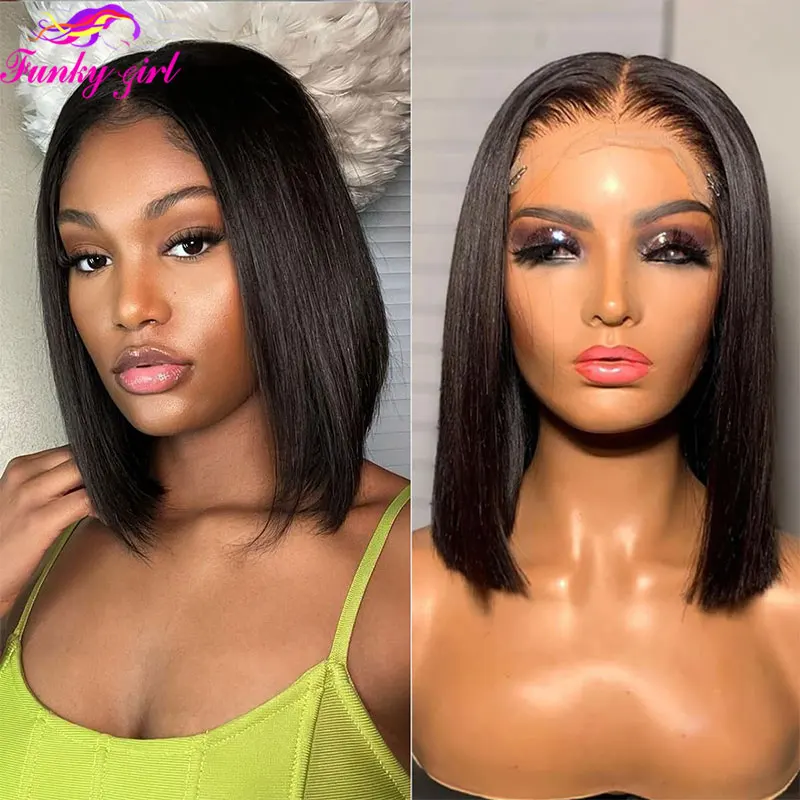 

Bob Wig Human Hair 13x4 Lace Frontal Wig Pre Plucked Brazilian Transparent Lace Front Human Hair wig For Women Natural Color Wig