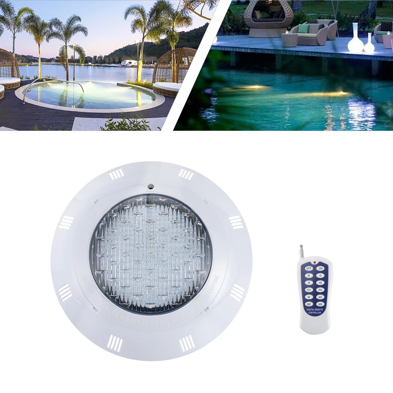 LED Pool Licht, Schwimmbad Licht mit Fernbedienung RGB Multi Farbe Outdoor LED Unterwasser AC12V IP68 wasserdichte Lampe