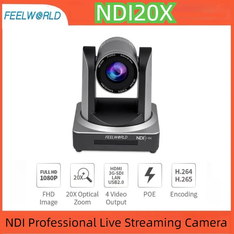 

FEELWORLD NDI20X Simultaneous USB/3G-SDI/HDMI/NDI/IP Live Streaming PTZ Camera with 20X Optical Zoom 1080P@60fps PoE Supported