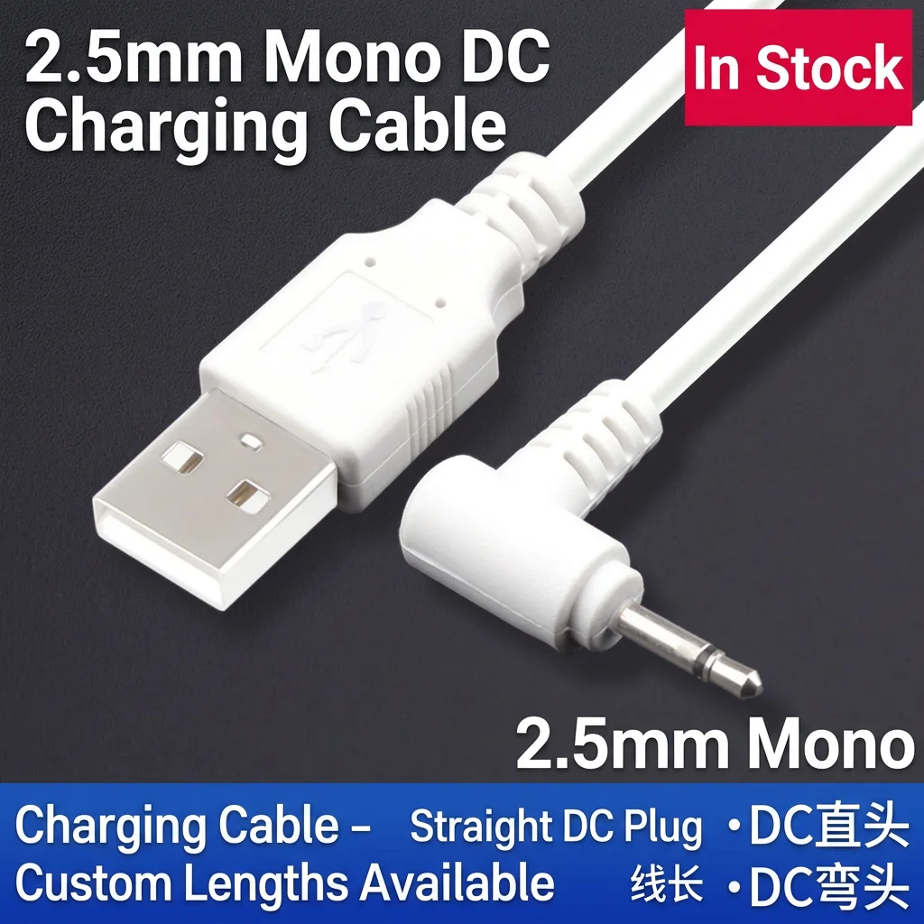 Dc Power Plug Usb Convert To 2.5*0.7mmmm/Dc 2.5x0.7 White Black L Shape Right Angle Jack With Cord Connector Cable