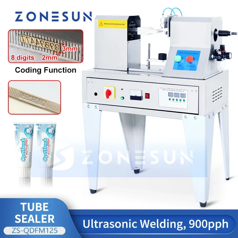 

ZONESUN Plastic Tube Sealing Machine Ultrasonic Soft Hose Sealer Equipment Composite Hose Pipe Welding ZS-QDFM125