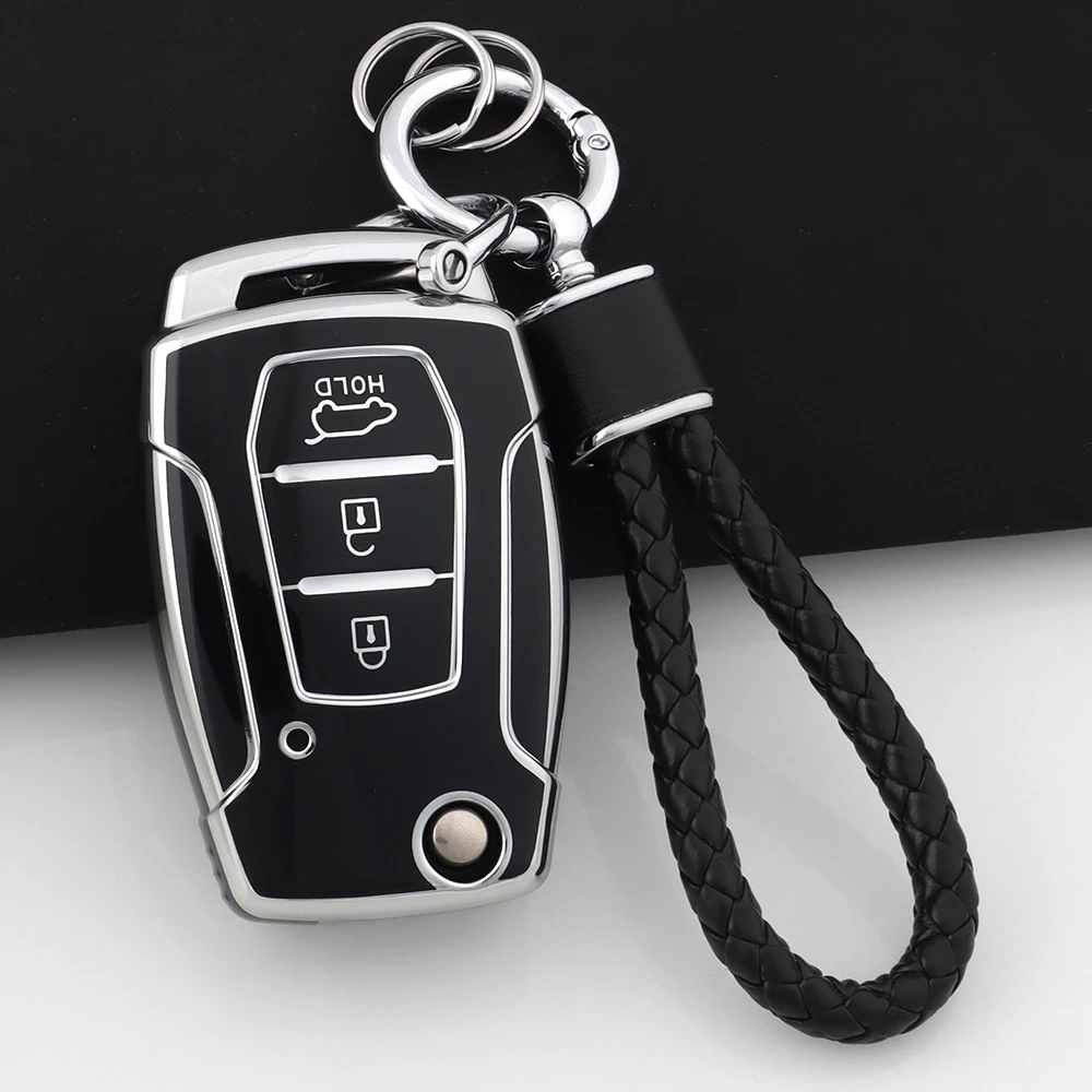 TPU Car Flip Key Case Cover Shell Fob Keychain For SsangYong Kyron 2 Sanka Actyon Korando Tivoli Protector Keyless Accessories