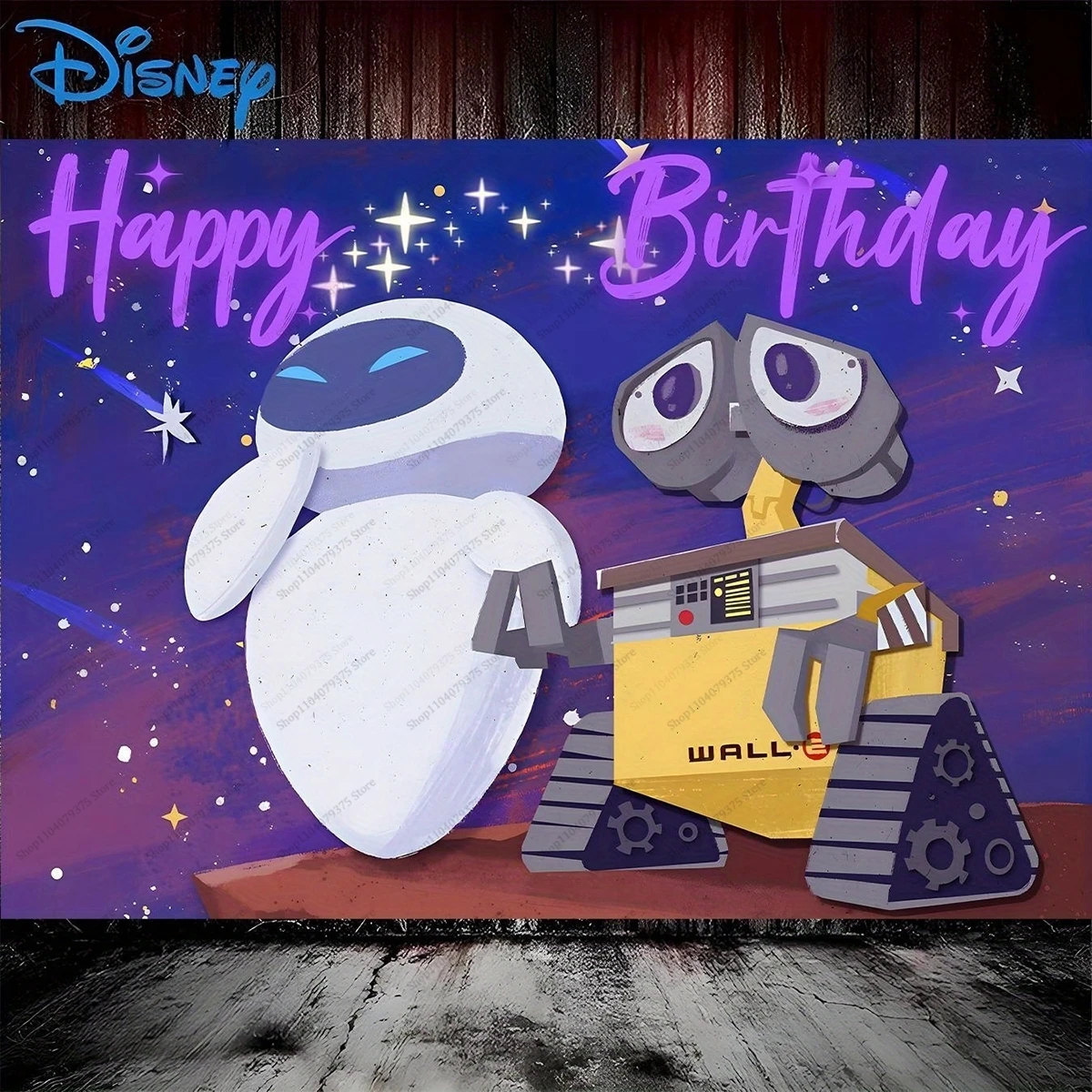 Disney Wall-E And Eve Background Children's Birthday Happy Photography Background Decoration Baby Party Banner Photo Props