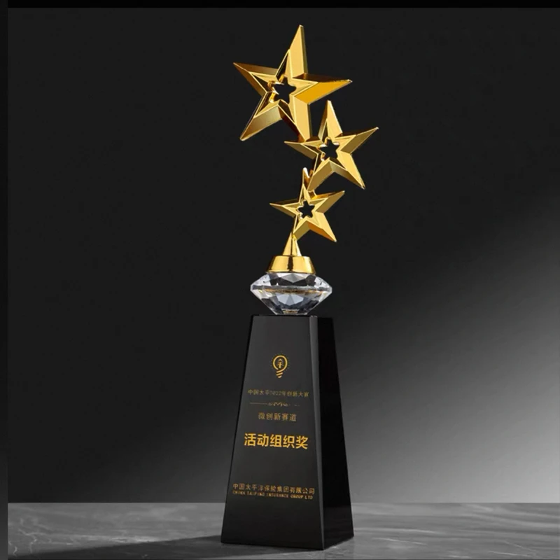 Trophée personnalisé en métal, pentagramme, diamant, cristal, pour employé exceptionnel d'entreprise, récompenses sportives, film, souvenir, décoration intérieure, 1 pièce