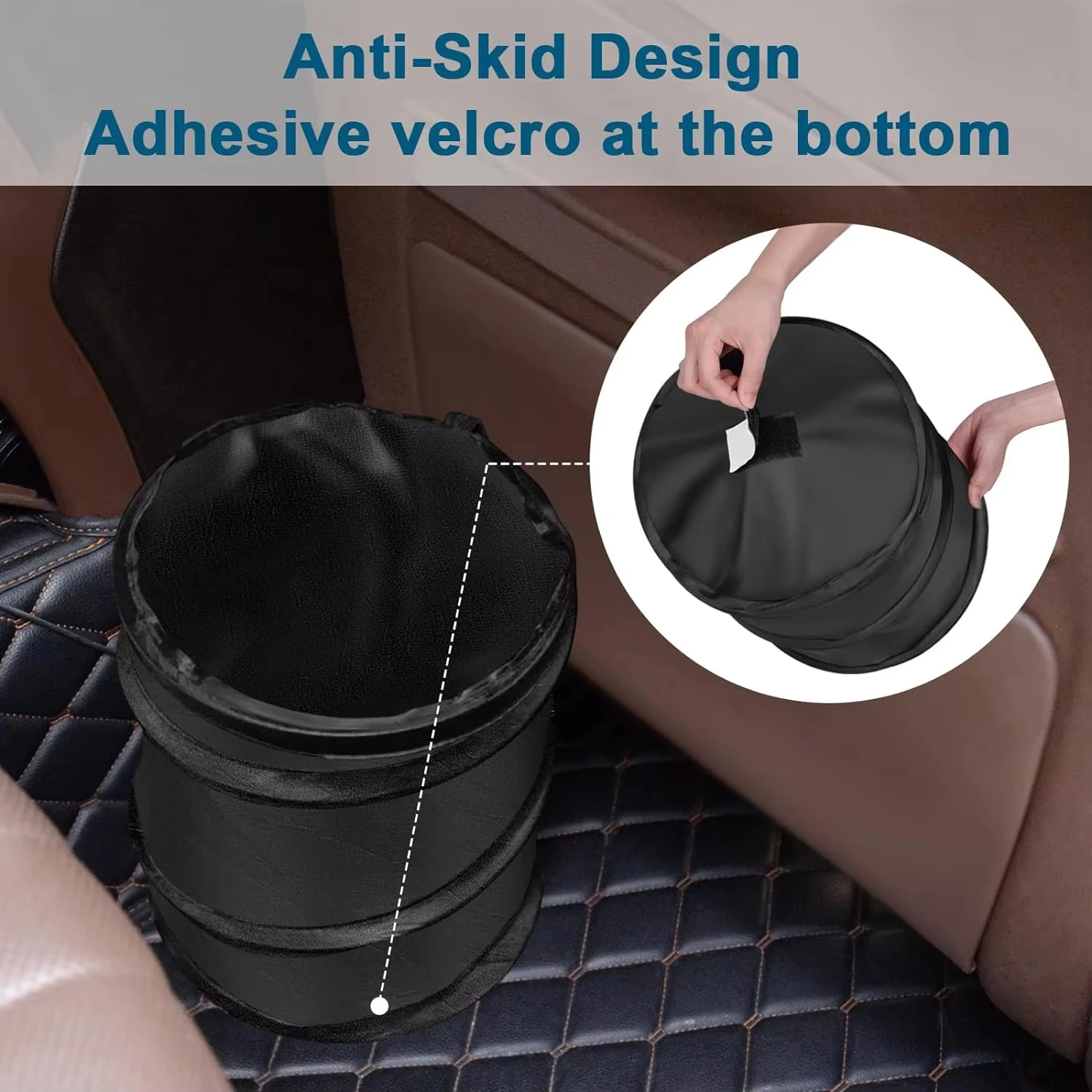 Mini Collapsible Pop-up Car Trash Can Portable Hanging Car Garbage Can with Velcro,Car Trash Bin for Travel, Picnic & Camping