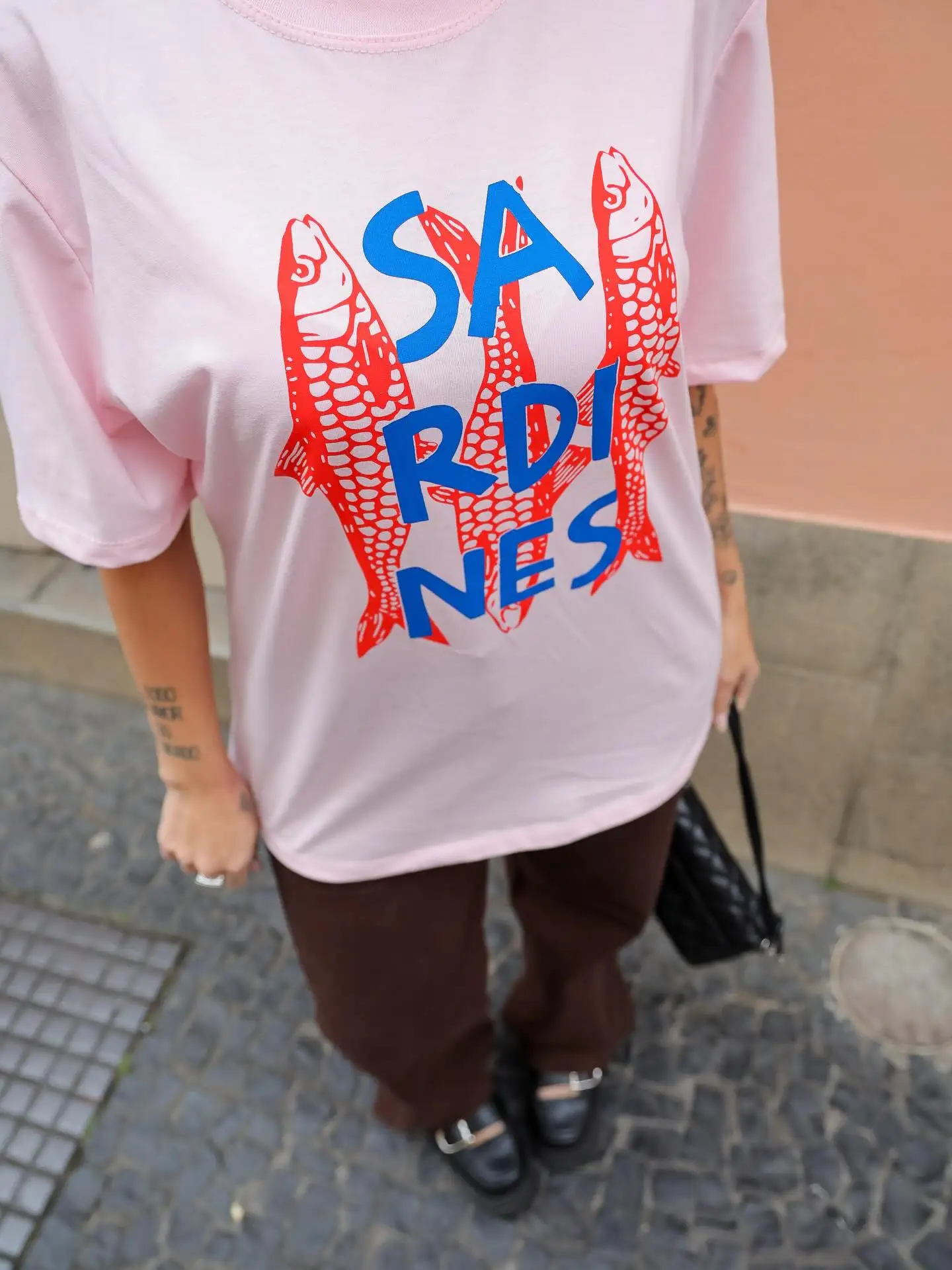 Retro American Vintage Summer Ocean Fish Print Spicy Girl Loose Pure Cotton Pink Short Sleeve T-Shirt Women's Fashion Top