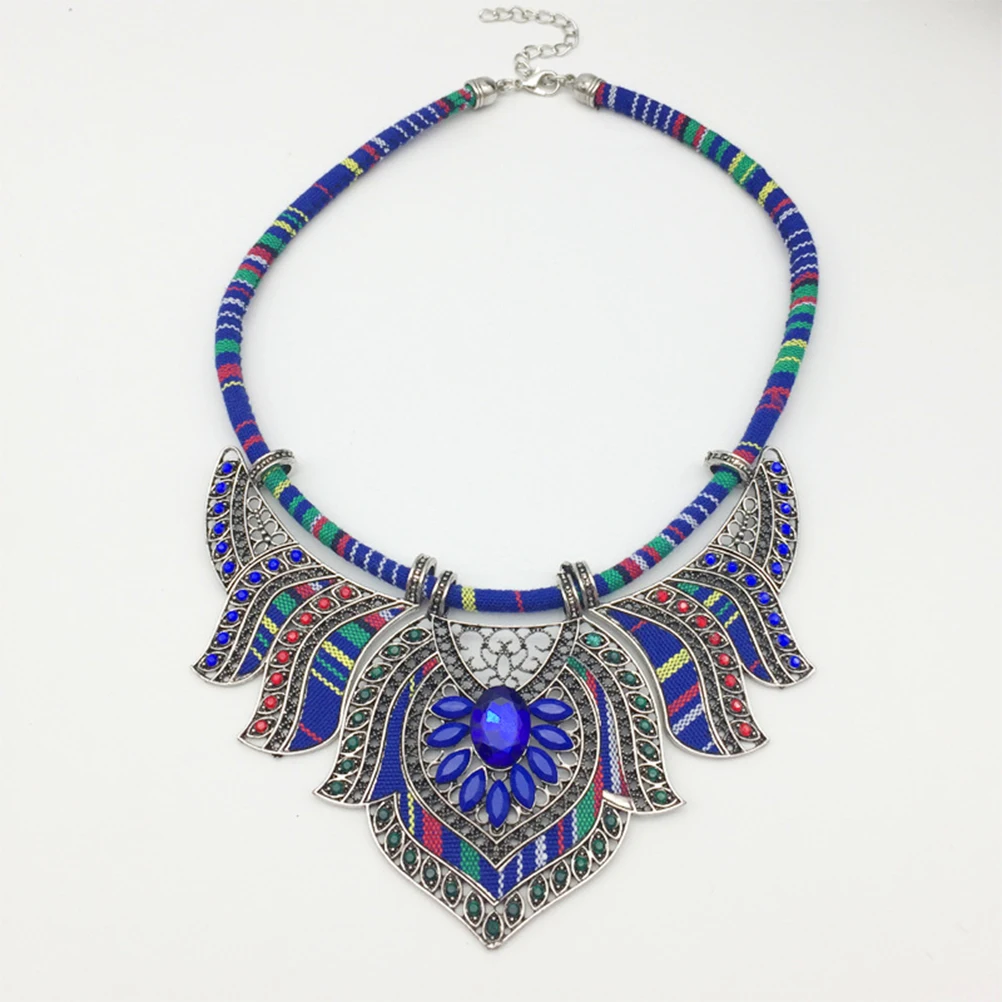 

Fashion Hand Made Ethnic Choker Necklace Bib Collares Multicolor Beads Bohemia Statement Jewelry for Women Jewelry (Blue)