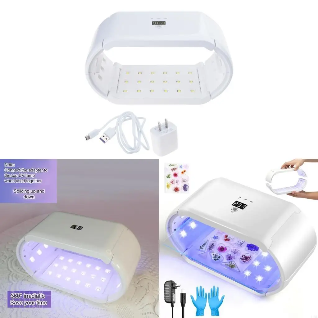

R3MC Fast Curing UV Lamp 96W with Duals Sides Multifunctional UV LED Light for Nails Adjustable Timer Setting LED Lamp