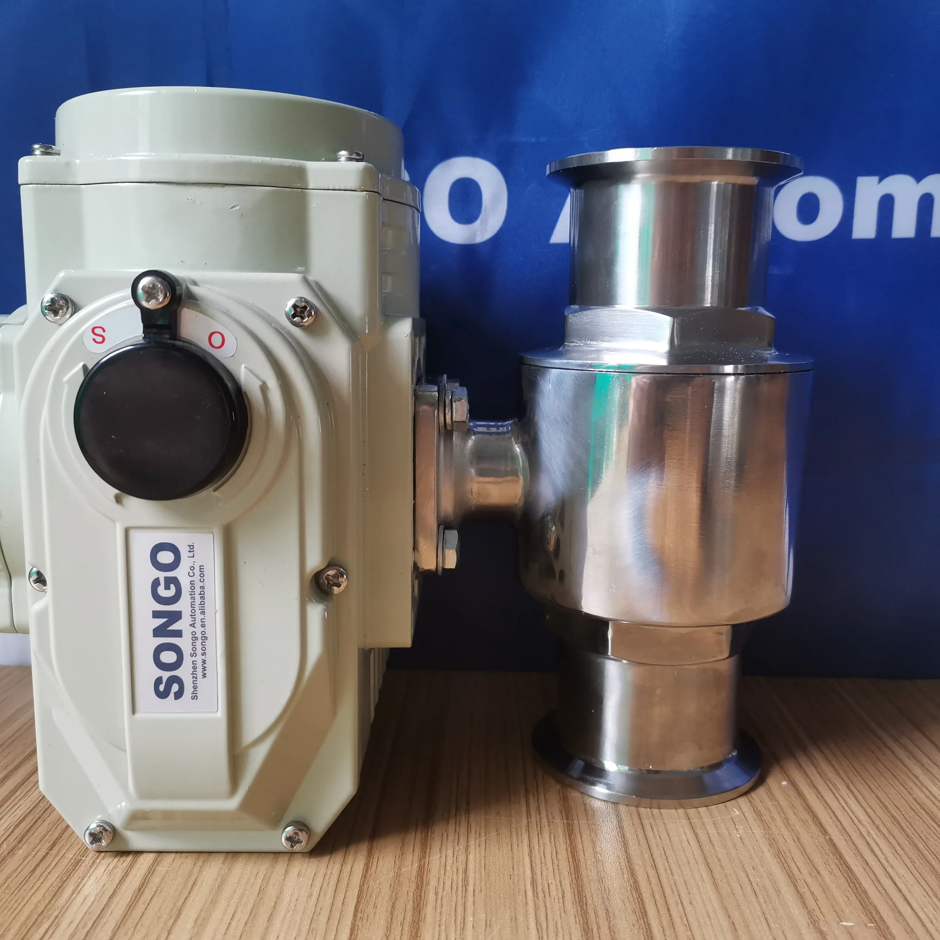 

SONGO 4-20mA and 0-5V control signal Manufacture sanitary stainless steel electric clamp 2 way sanitary ball valve