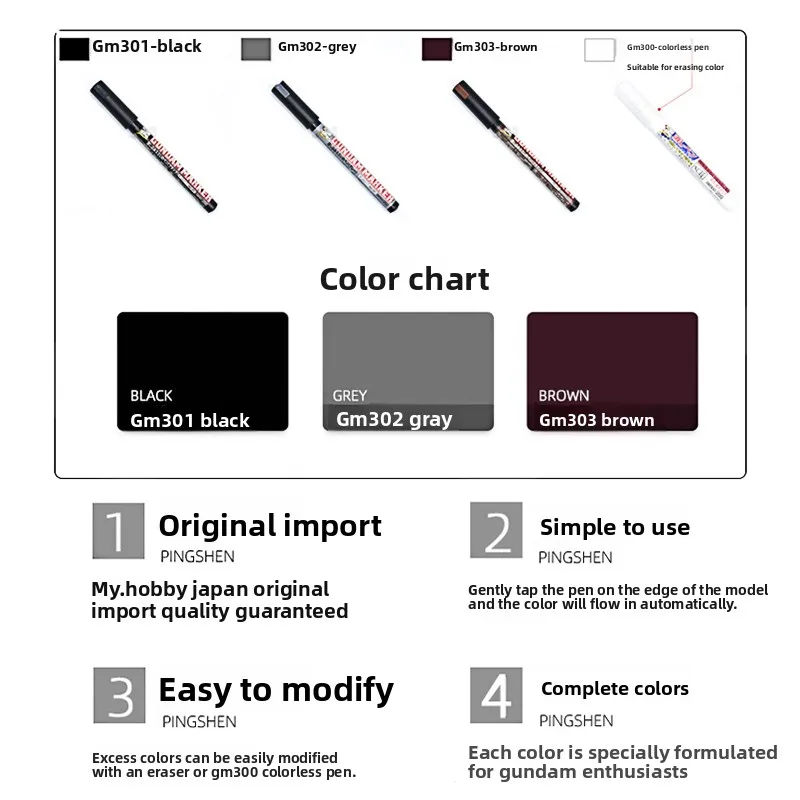 ปากกา Mr.Hobby GM301 302 303 สำหรับงานโมเดลกันดั้ม ปากกาไลเนอร์ ปากกาลบสี ปากกาสีน้ำมันสำหรับชุดโมเดลพลาสติก