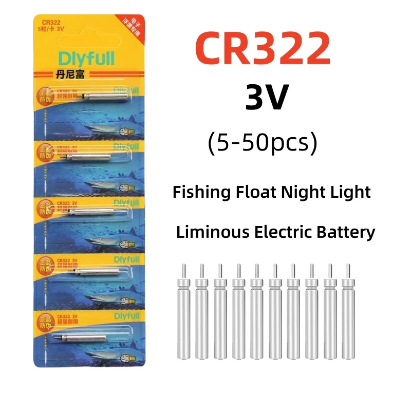 

10-50PCS Electronic Fishing Float Battery CR322 Luminous Night Fishing Floats Lithium Pin Battery Tool