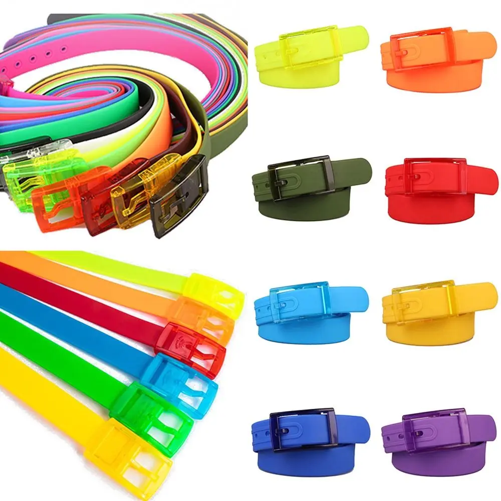 Women Candy Color Luxury Brand Design Casual Waist Band Ladies Dress Strap Square Pin Buckle Waistband Silicone Belt